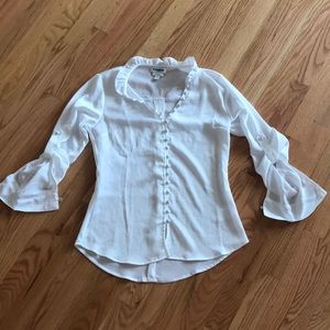 Express white button up top